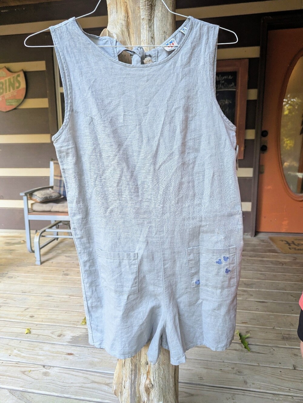 Junk Food Clothing+Disney Light Blue/Gray Sleeveless Women's Romper *NEW W/Tags*